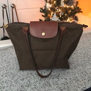 Longchamp Small Olive La Pliage Shoulder Tote